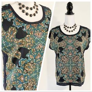 New Women’s The Limited Dolman Paisley Short Sleeve Top Size M